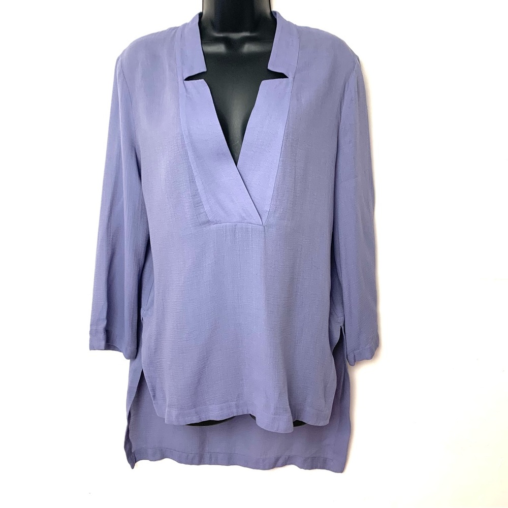 Halston Heritage Side Slit Cowl Neck Top Purple Size 4